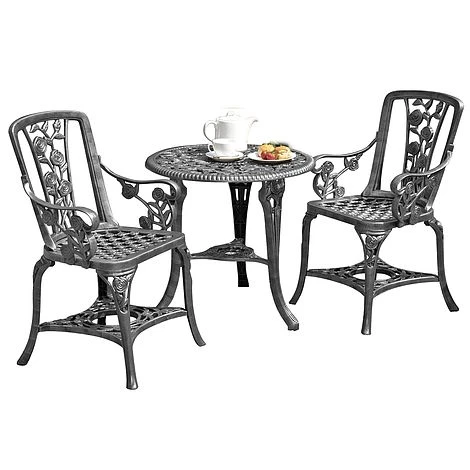 Three-Piece Rose Armchair Bistro Set - Pewter 3 Three-Piece Rose Armchair Bistro Set - Pewter - Image 2