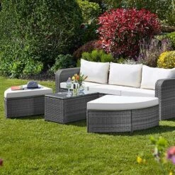Firenze Five-Section Rattan Daybed - Dark Grey -GardenJoy Sales Store G2580 FIRENZE RATTAN DAY BED LS 3